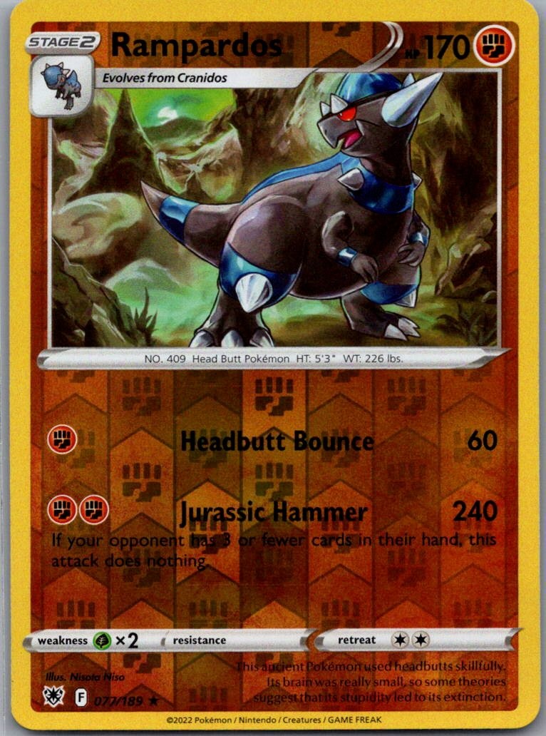 Rampardos 077/189 Rare Astral Radiance Pokemon Reverse Holo Near Mint