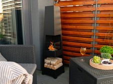 Freistehender Bio-Kamin Pyramid Garden, matt schwarz