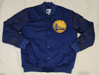 Starter Golden State Warriors Varsity Jacket Mens XL Royal Blue Bomber Logo