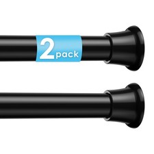 2Pcs Tension Curtain Rod 31 To 76 Inch Black Shower Curtain Rod No Drilling A...
