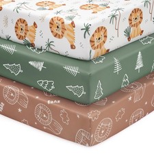 3 PCS Brown Lion Microfiber Fitted Baby Crib Toddler Bed Sheet 52x28 Inch