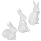  3 Pcs White Ceramic Bunny Rabbit Table Decorations Porcelain Rabbits