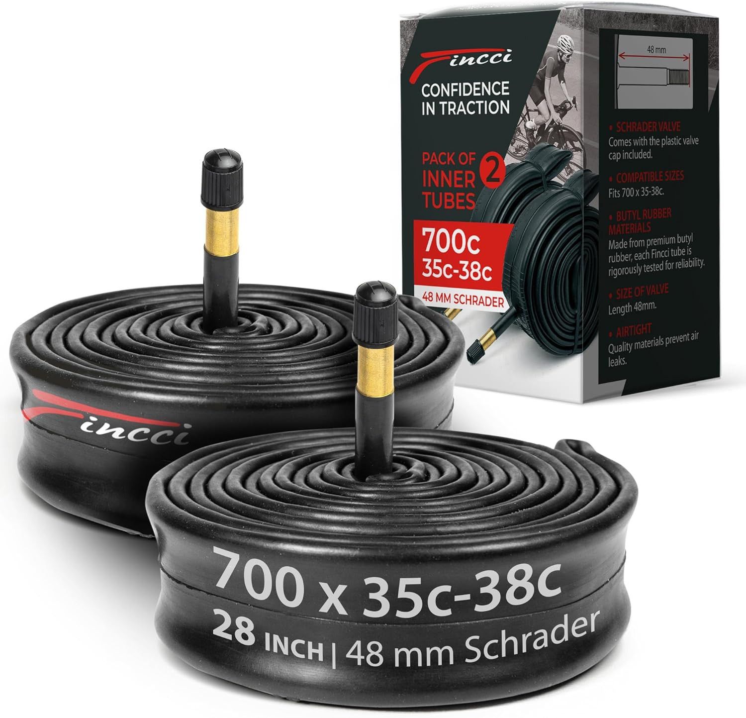 Bike Inner Tube 700X35C / 32C / 38C - Schrader Valve Inner Tubes 48Mm for Cycle