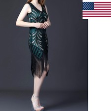 Retro V-neck tassel dress party party sequin dress suitable for parties