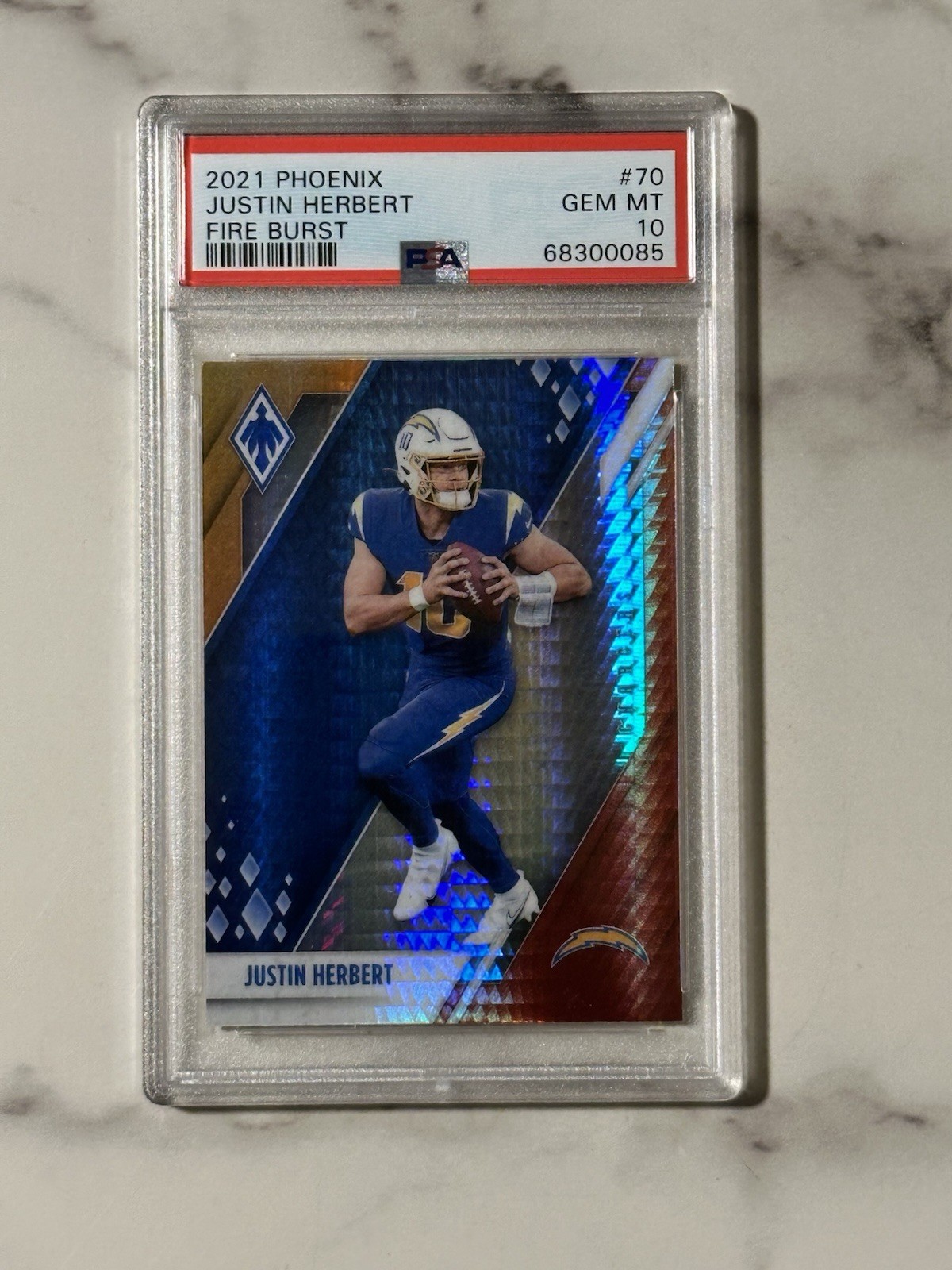 Justin Herbert 2021 Phoenix Fire Burst #70 PSA 10 GEM MT