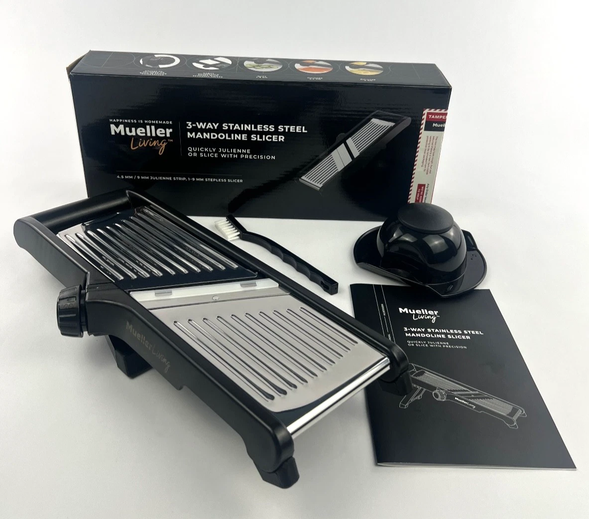 Mueller 3-Way Stainless Steel Mandoline Slicer Black Julienne