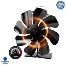 X-Large Heat-Powered Wood Stove Fan with Thermometer