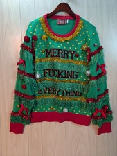 Spencer's Workshop Sweater Mens 2XL Ugly Christmas Merry Everything Pom Party