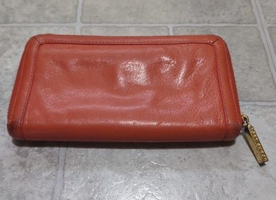 TORY BURCH Logo Leather Zip Around Zippy Continental Wallet Purse
