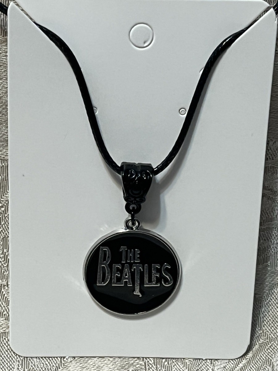 Rock Band THE BEATLES Silver Pendant Black PU Leather Necklace
