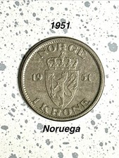 1951 Norway 1 Krone Coin Copper Nickel Noruega Coin Free Shipping USA