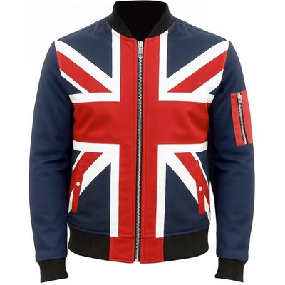 Blaue Wolljacke Herrenbekleidung Cafe Racer Biker Union Jack Vintage Motorrad UK-Flagge