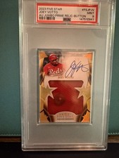 2023 Topps Five Star Joey Votto Auto Jumbo Prime Relic Button 3/5 – PSA Mint 9