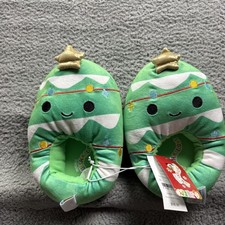 Squishmallows Shoes Kids Size 2/3 Green Christmas Tree Plush Cozy House Slippers