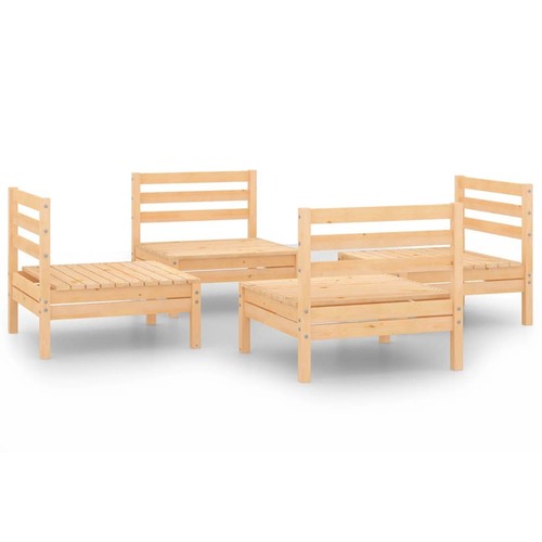 Solid Pinewood Lounge Set 4 Piece Patio Garden Furniture Multi Colors ...