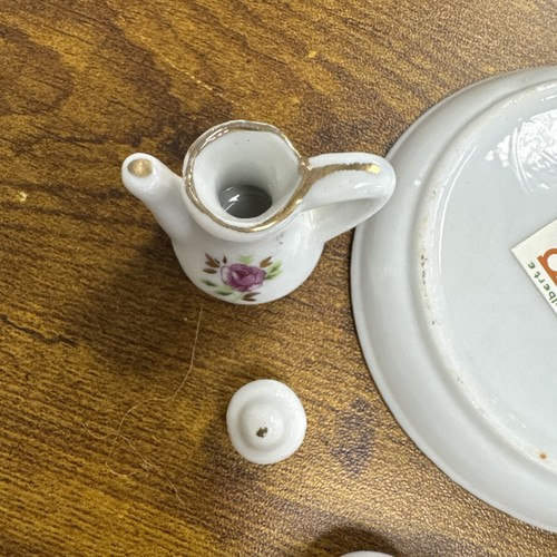 Juego de té miniatura de colección productos de precio de porcelana rosas rosadas - Imagen 7 de 8