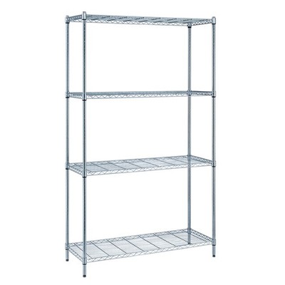 Quantum Storage, Chrome Consumer Grade 4-tier Wire Shelving Unit, Height 72 in,