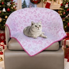 Premium Soft Dog Blanket, with Flannel Grey Cute Paw Print, Cat Blanket Puppy...