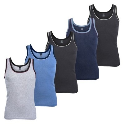 5er Pack MT Herren Melange Tank Top Unterhemd aus Baumwoll Feinripp