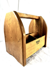 Vtg Esquire Shoe Shine Box Kit Footman DeLuxe Wood Tote Caddy Carrier Empty FrSh