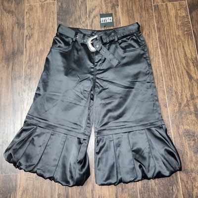 Pretty Damage Pants Women M Black Bubble Hem Cropped  Edgy Streetwear Urban Chic