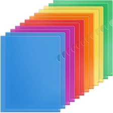  Folders Sleeves Clear Plastic 12 Pack 6 Assorted Colors  Documents Pockets