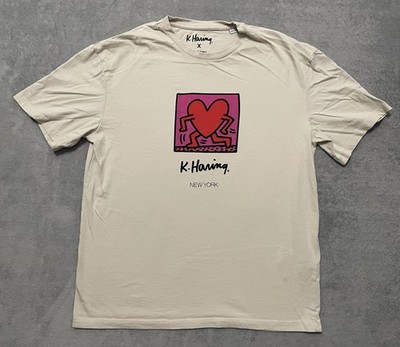 Keith Haring x Jack & Jones Heart Graphic T Shirt Men s Small Beige New York