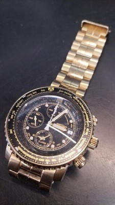 Seiko 7T62-0EB0 Flightmaster Chronograph Tachymeter Mens Watch Junk