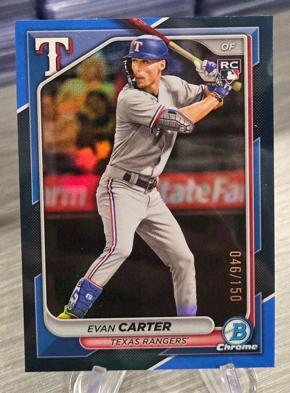 Evan Carter 2024 Bowman Chrome Blue Refractor /150 Rookie #65 Texas Rangers RC