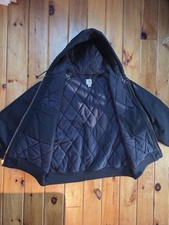 Carhartt Black Hooded Full Zip Lined Work Jacket Men's Size 2XL