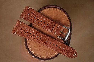 Handmade brown racing watch strap watch band size 23/18 - Custom size length
