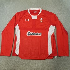 Under Armour Wales Rugby Shirt XL Red 2011/13 Home HeatGear Admiral Long Sleeve