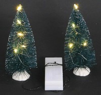 2Er Set KüNstliche Tanne Deko Schneetannen 15Cm Mit WarmweißEr LED Lichterkette