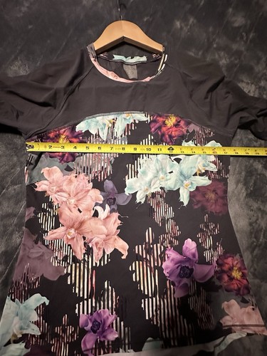 Calia Swim Shirt Women Long Sleeve Gathers On Sleeve Floral Gray Colorful Large - Picture 9 of 10