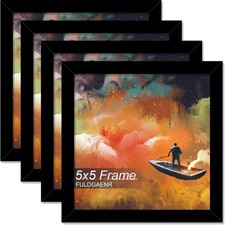 5x5 Picture Frame Set of 4, Black Frames for 5 x 5 Inch Photo 5x5, BLACK