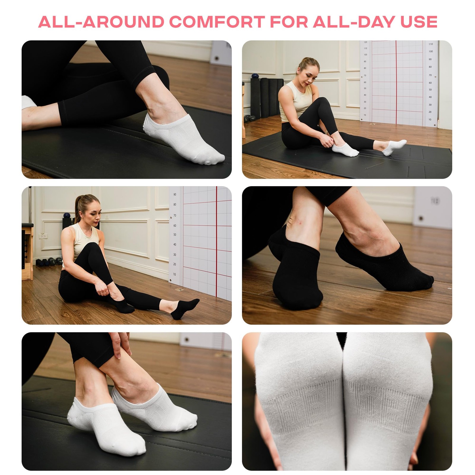 Pilates Socks with Grips for Women, Yoga Socks, Crew Non Slip Women for Worko...