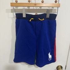 Ralph Lauren Polo Kids Boys Blue Big Pony Drawstring Waistband Shorts M 10-12