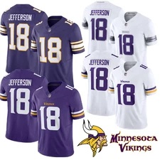 NWT Vikings #18 Justin Jefferson Game Player Stitched Jersey Men's / Youth Size