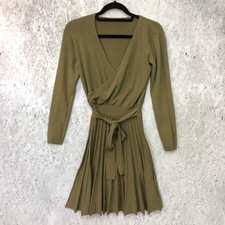 Beautiful PIN knee length knit dress olive F size
