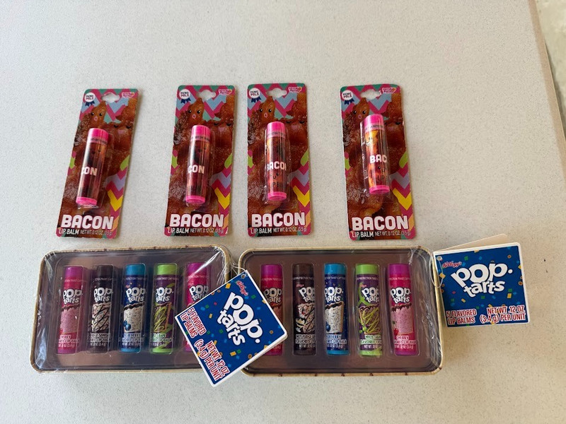 Lip Balm, New Original Package, 5 Bacon, 2 Sets Pop Tarts, 14 total, Cherry