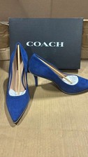 COACH Waverly Bead Chain Suede Pumps OCEAN BLUE Size 9 B NEW IN BOX 