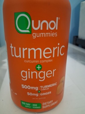 Qunol Turmeric and Ginger Gummies, Gummy with 500mg Turmeric + 50mg Ginger, J...