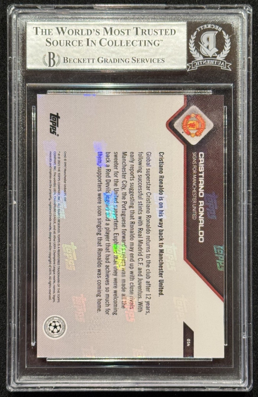 2021-22 Topps NOW Signed ON CARD AUTO Cristiano Ronaldo #14 ManU BGS SSP view 2
