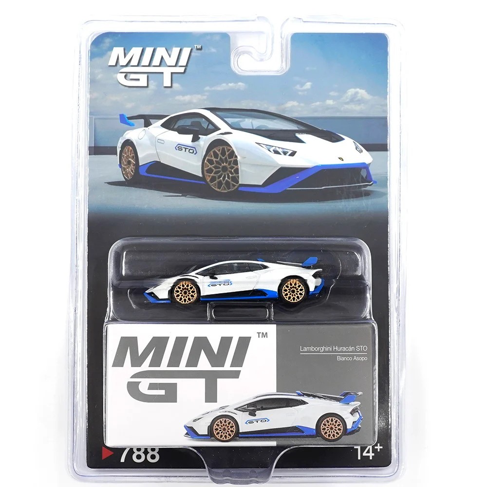 Mini GT 1/64 LAMBORGHINI HURACAN STO Bianco Asopo Die Cast Model