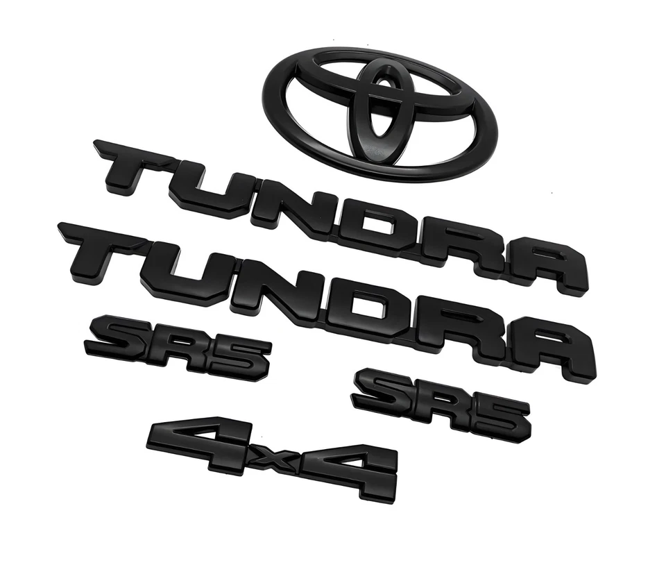 Juego de 6 piezas emblemas superpuestos negro mate apto para Toyota Tundra 2022-2025 SR5 4X4 Foto 2 de 4