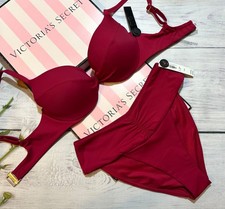 Victoria's Secret Twist Removable Push-Up Bikini Swim Twist High Waist Set Red