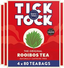 Tick Tock Rooibos Tea - Pack of 4 x 80 Caffeine-Free Tea Bags (320), Naturally 