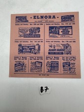Elnora Theatre Movie Guide Schedule Handbill Indiana Fall