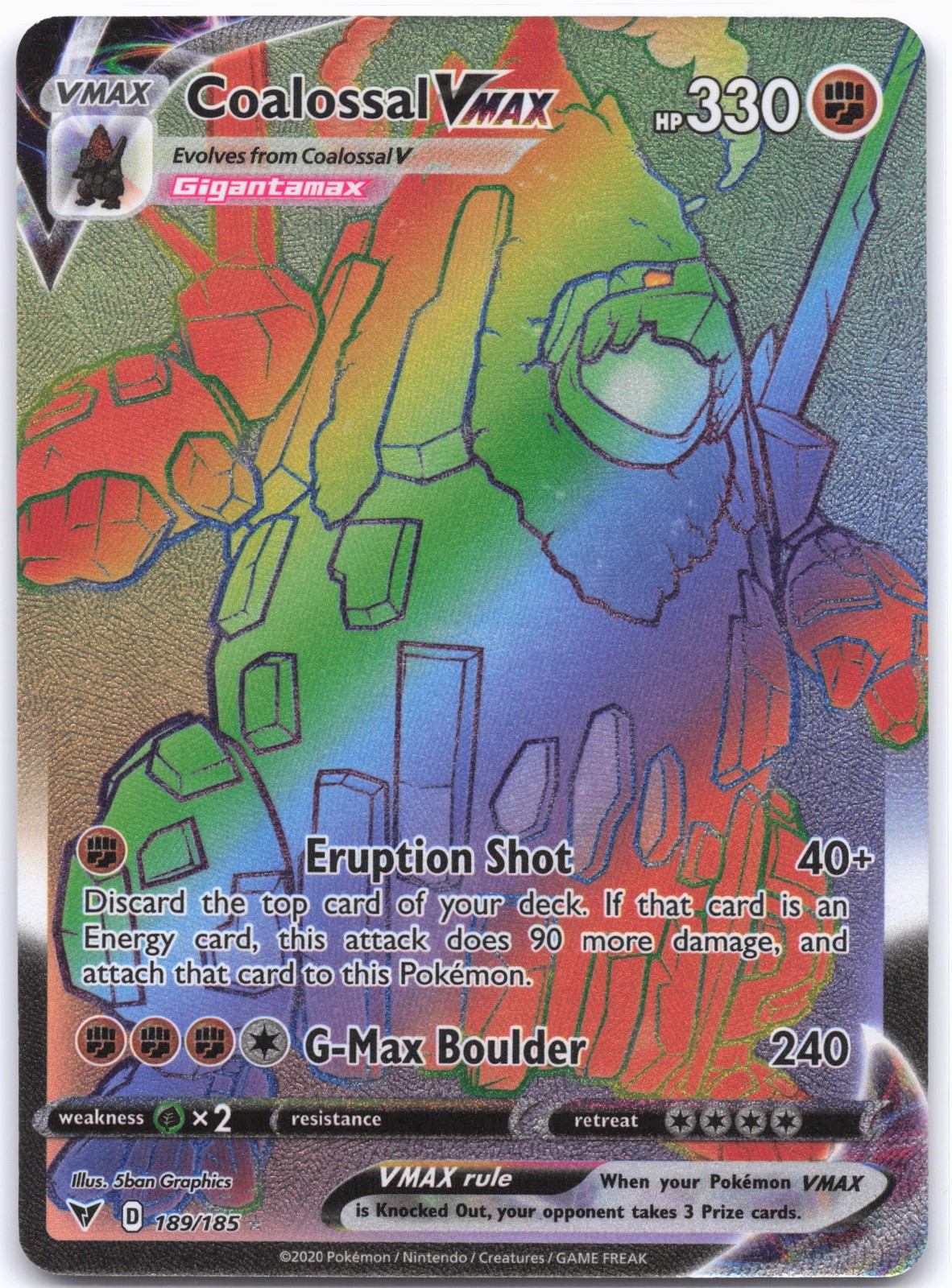 SWSH04: Vivid Voltage #189/185 Coalossal VMAX (Secret)