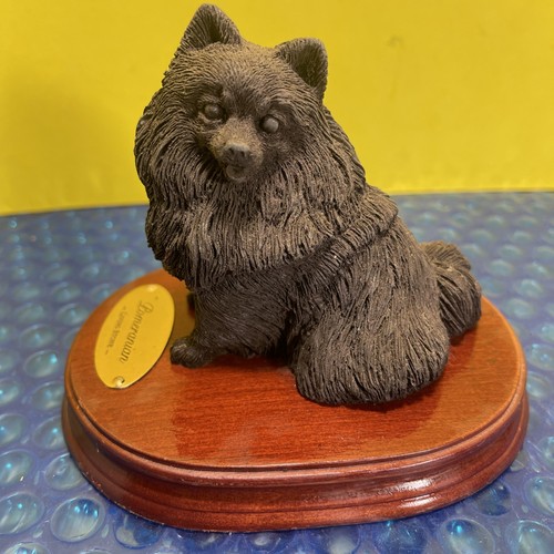 1995 The Living Stone Inc Black Pomeranian Dog Statue Figure 5 Inches